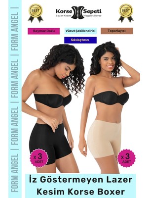 Floranova #korse Iz Göstermeyen Kaymaz Basen Toparlayıcı Şekillendiren Lazer Kesim Korse Boxer 6'lı Set