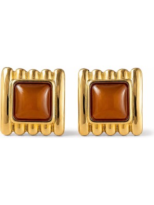Lyra Gold Amber Kadın Küpe