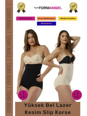 Floranova #korse 2 Beden Incelten Lazer Kesim Iz Göstermeyen Kaymaz Toparlayıcı Yüksek Bel Slip Korse 2'li Set