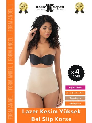 Floranova #korse Toparlayıcı Kaymaz 2 Beden Küçülten Kadın Lazer Kesim Yüksek Bel Slip Korse - 4 Adet