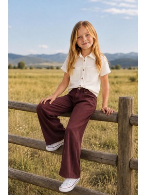 Mutlu Kids Kız Çocuk Ispanyol Paça Pantolon