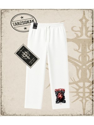 Tarzsokak Gotik & Grunge Streetwear Amore Halftone Unisex Baggy Eşofman Altı