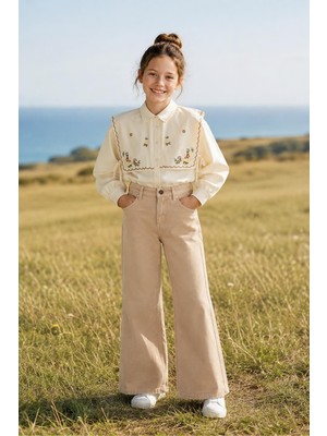 Mutlu Kids Kız Çocuk Ispanyol Paça Pantolon