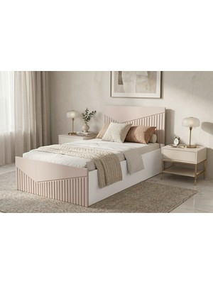 By Cino Leyla Modern Tasarım Mdf Membran Bej Karyola