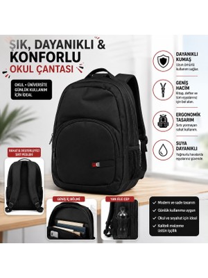 Tüftürük Webag Unisex Siyah Spor Okul Çantası Sırt Çantası