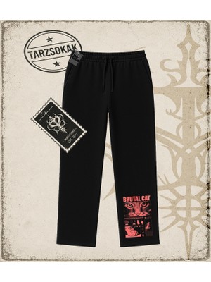 Tarzsokak Gotik & Grunge Streetwear Brutal Cat Unisex Baggy Eşofman Altı