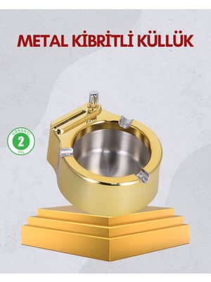 Paslanmaz Çelik Küllük Çakmaklı Masa Üstü Kullanım - Lisinya