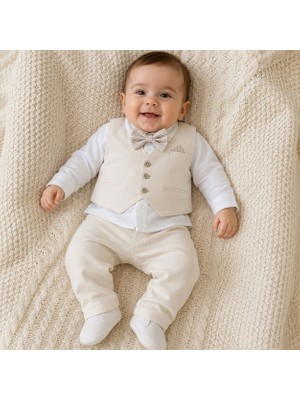Mummys Love Erkek Bebek Yelekli Mevlüt Takımı - Krem