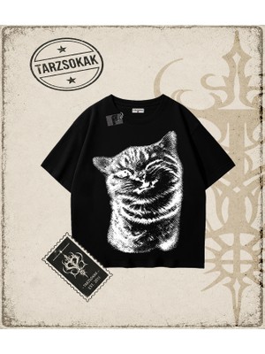 Tarzsokak Gotik & Grunge Streetwear Cat Gotik Y2K Tişört
