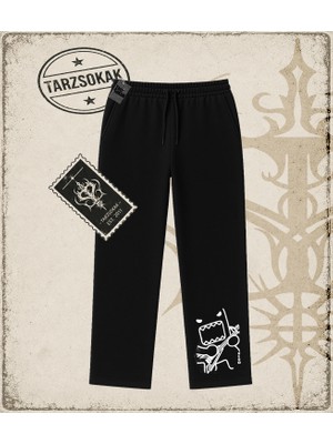 Tarzsokak Gotik & Grunge Streetwear Domo Kun Guitarist Y2K Unisex Baggy Eşofman Altı