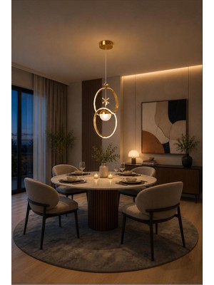 Elizim Home Lighting Luna Premium Dekoratif LED Sarkıt Avize – Kumandalı, 3 Renk Işık, Yatak Odası- Salon-Antre Tavan Aydınlatması