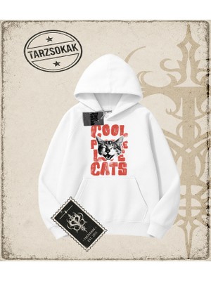 Tarzsokak Gotik & Grunge Streetwear Cool Cats Kapşonlu Sweatshirt