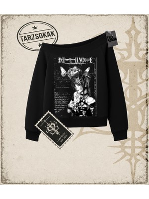 Tarzsokak Gotik & Grunge Streetwear Deat Note Kayık Yaka Sweatshirt