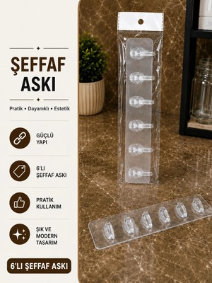 Sevora Home Kendinden Yapışkanlı 6'lı Şeffaf Askı