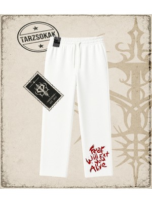Tarzsokak Gotik & Grunge Streetwear Fear Wıll Eat You Alıve Unisex Baggy Eşofman Altı