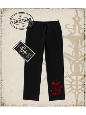 Tarzsokak Gotik & Grunge Streetwear Fear Wıll Eat You Alıve Unisex Baggy Eşofman Altı