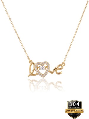 Takantakana Love Zirkon Işleme - 925 Ayar Gümüş - Altın Kaplama - Tektaş Zirkon - Ahşap Kutulu