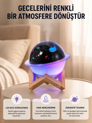 Dorasan Gece Lambası Özellikli Taşınabilir Nemlendirici ve Aromaterapi Cihazı USB Girişli