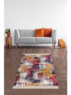 Kazan Hobi Pelangi Dijital Baskı Yıkanabilir Kaymaz Taban Salon Halısı ve Yolluk, Karışık Renkli 100 x 150