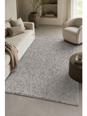 Cinka Home Miran Gri Bej Özel Ölçü Mutfak Koridor Kaydırmaz Robot Süpürge Uyumlu Kolay Temizlenebilir Halı