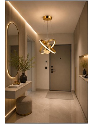 Elizim Home Lighting Vellora 36W Kumandalı 3 Renk LED Modern Salon - Yatak Odası- Antre Avize 30X70 cm – Gold / Krom / Siyah
