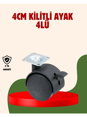 Esranın Dünyası 4 cm Kilitli Döner Ayak 4 Adet Sehpa ve Mobilya Ayağı