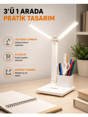 GRAYLINE LED Işıklı Masa Lambası – Göz Yormayan, Kısılabilir ve Esnek Başlıklı Yeni Nesil