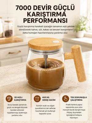 Laraheiser Manyetik Karıştırıcı Kupa – 400 Ml, C Tipi Şarjlı, Akıllı Tasarım Yeni Nesil