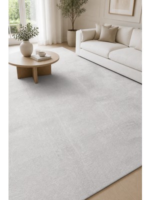 Cinka Home Karan Peluş Halı Gri Yumuşak Kaymaz Taban Yıkanabilir Salon Mutfak Antre Oturma Odası Halısı
