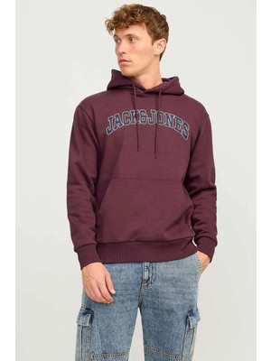Jack & Jones Jjecaleb Varsıty Sweat Ho Bordo Erkek Sweatshirt