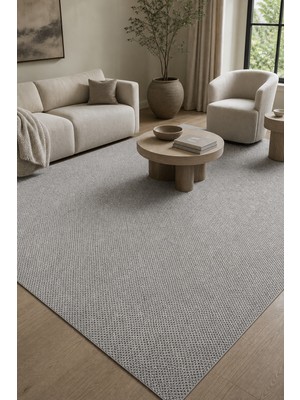 Cinka Home Elvan Gri Bej Sisal Görünümlü Kaydırmaz Taban Robot Süpürge Uyumlu Mutfak Koridor Yolluk Halı Kolay