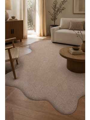Cinka Home Karan Peluş Post Şeklinde Halı Vizon Kahve Yumuşak Kaymaz Taban Yıkanabilir Modern Salon Antre Oturm