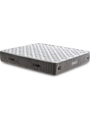 Niron Yatak Hades Yatak 140x200 cm Çift Kişilik 30 cm Kalınlığında Paket Yaylı Lüks Yatak Orta Sert Gri Kumaş