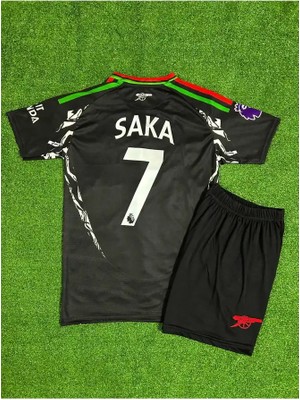 Ozsports Arsenal 2024/25 Yeni Sezon Bukayo Saka Deplasman Çocuk Forması 2'li Set (Black)