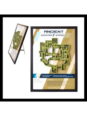 Lineex Counter-Strike 2 Ancient Haritası 3D Çerçeveli Duvar Tablosu | Cs2 Ancient Map Oyuncu Odası Dekoru
