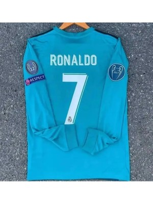 Ozsports Real Madrid Ronaldo Uzun Kol Turkuaz Futbol Forması