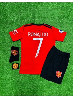 Ozsports Manchester United 2022-23 Sezonu Cristiano Ronaldo Çocuk Forması 4'lü Set (Armalı)