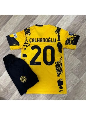 Ozsports Inter 2024/25 Yeni Sezon Hakan Çalhanoğlu Alternatif Çocuk Forması 2'li Set (Yellow)