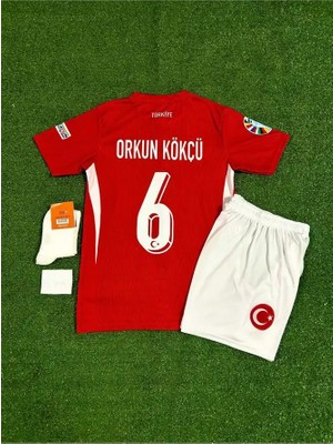 Ozsports Türkiye Euro 2024 Orkun Kökçü Çocuk Forması 4'lü Set (Kırmızı)