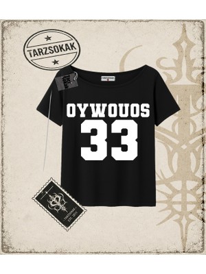 Tarzsokak Gotik & Grunge Streetwear Kadın Oywouos Baskılı Kayık Yaka Tişört
