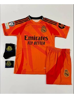 Ozsports Real Madrid 2024/25 Sezonu Arda Güler Deplasman Çocuk Forması 4'lü Set (Armalı) Orange