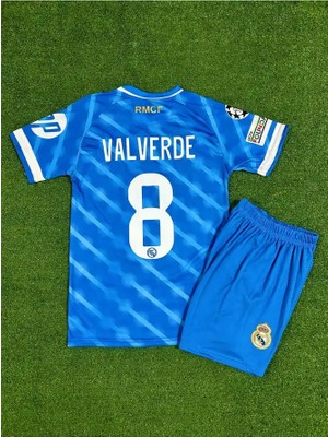 Ozsports Real Madrid 2025/26 Yeni Sezon Valverde Alternatif Çocuk Forması ( Blue)