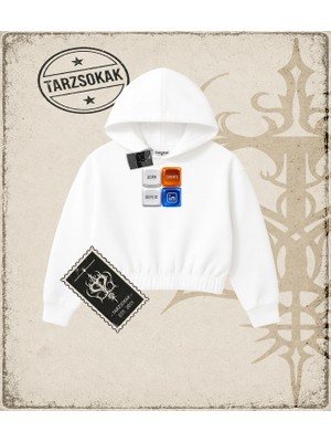 Tarzsokak Gotik & Grunge Streetwear Keycap 4 Crop Kapşonlu Sweatshirt