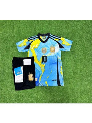 Ozsports Arjantin 2024/25 Yeni Sezon Lionel Messi Özel Konsept Forması 4'lü Set (Blueyellow )