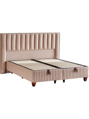 Niron Yatak Hades Lüks Baza ve Başlık Seti 90x190 cm Tek Kişilik Baza ve Başlık Takımı Krem Özel Kumaş