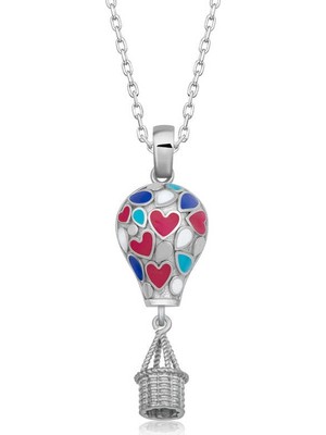 Tienda Elegante Gümüş Kalpli Kapadokya Balon Kadın Kolye