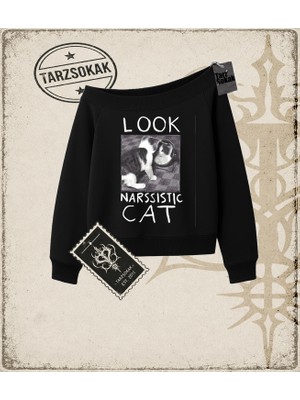 Tarzsokak Gotik & Grunge Streetwear Look Nasrssıstıc Cat Kayık Yaka Sweatshirt