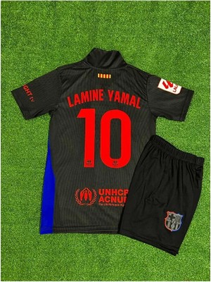 Ozsports Barcelona 2024/25 Sezonu 10 Lamine Yamal Deplasman Çocuk Forması 2'li Set (Black 10)