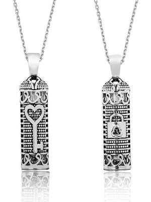 Tienda Elegante Gümüş Anahtar Cevşen Dualı Silindir Kolye