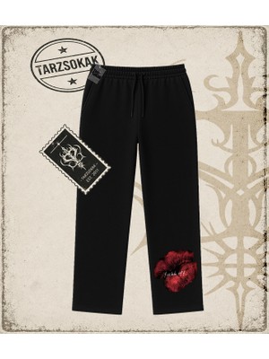 Tarzsokak Gotik & Grunge Streetwear Lıps Off Unisex Baggy Eşofman Altı